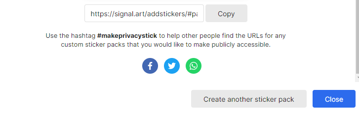Share sticker pack link