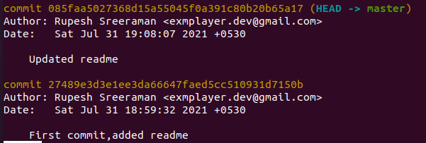 Git log result