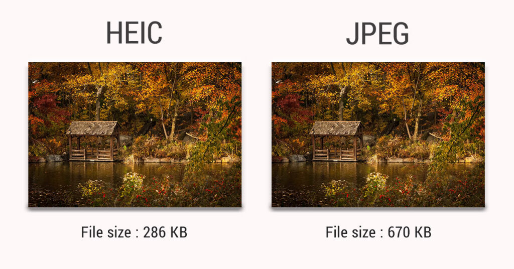 HEIC vs JPEG file size comparison