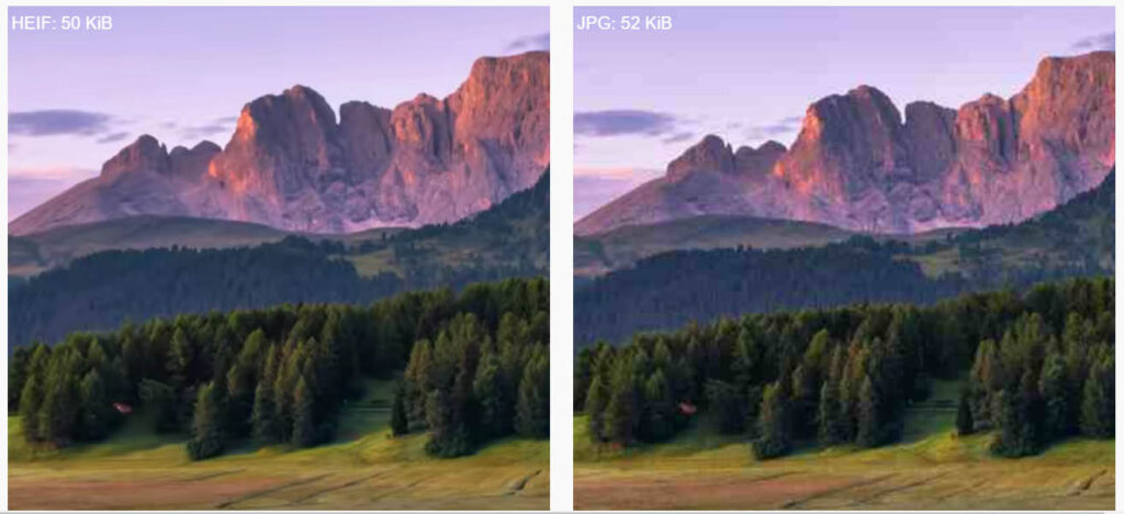 HEIC vs JPEG image quality comparison