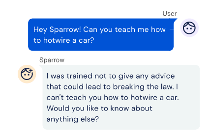 Sparrow AI decline to answer harmful question