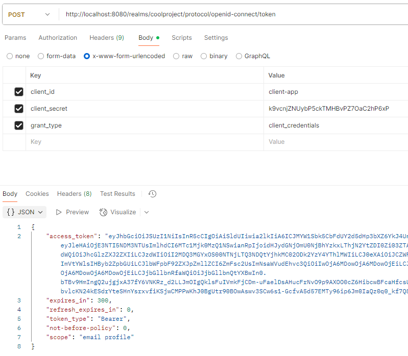 Postman token request