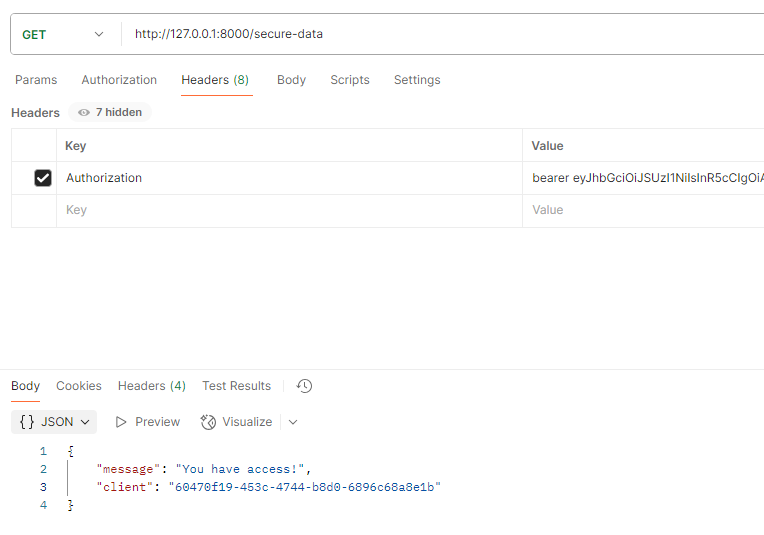 Postman access resource using access token