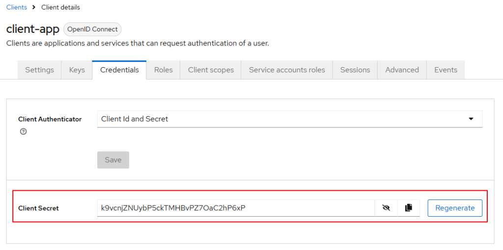 Create keycloak client secret